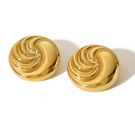 Σκουλαρίκια χρυσά ατσάλι κύκλος-EA561