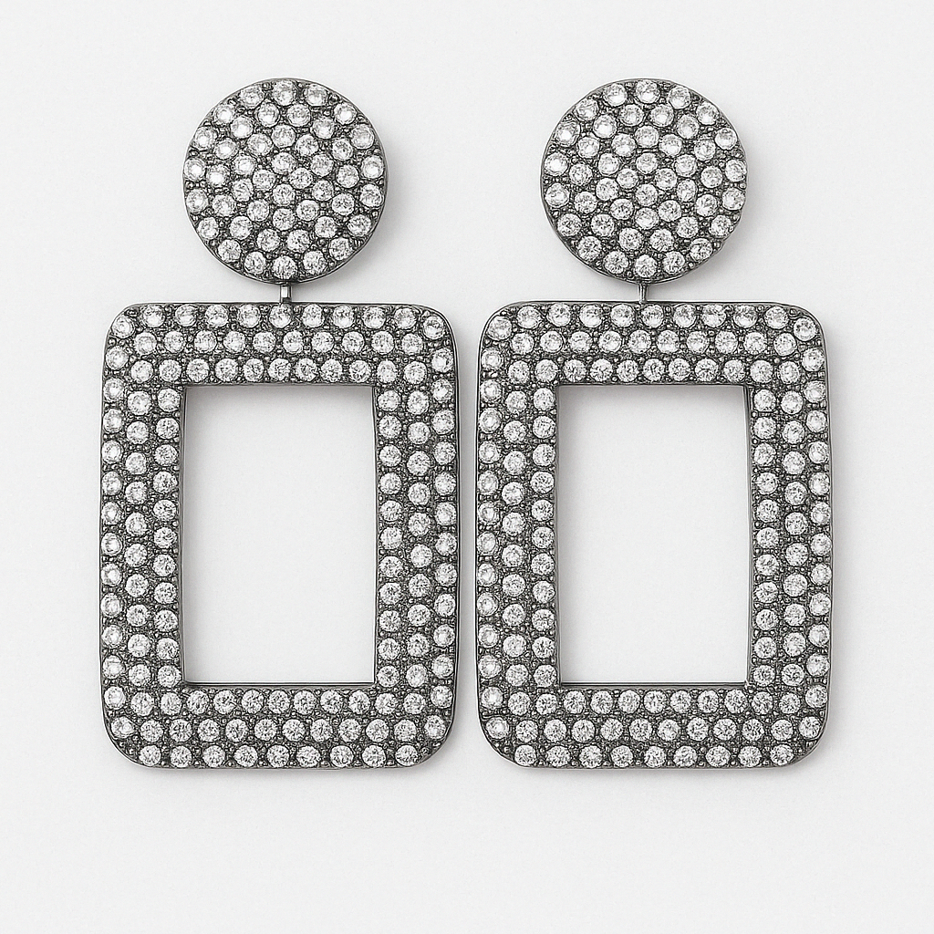 Brass earrings with rhinestones - w242