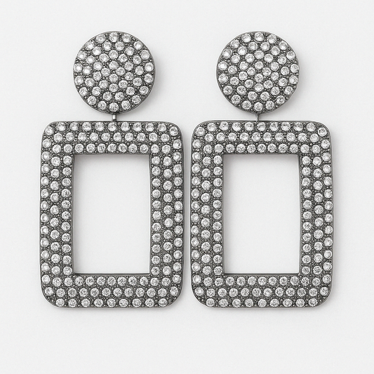 Brass earrings with rhinestones - w242