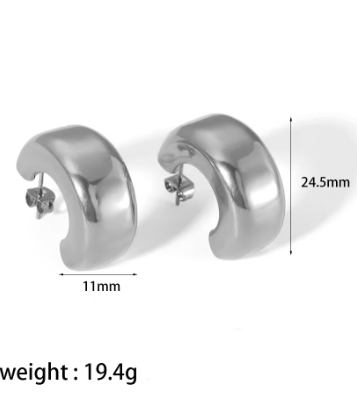 Σκουλαρίκια επαργυρωμένο ατσάλι ημικυκλικός κρίκος-EA610