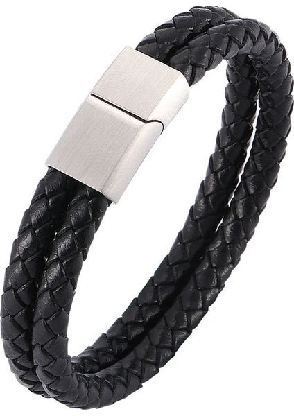 Leather bracelet with knit-br017