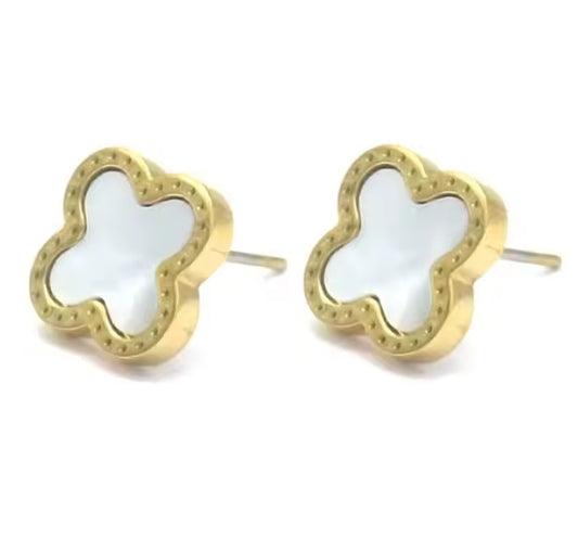 Earrings nailed with white round cross - EA380