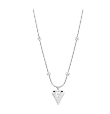 Heart steel necklace and decorated chain-ne020