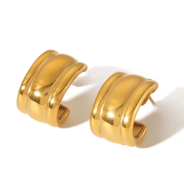 *Σκουλαρίκια τετραγωνικά χρυσά ατσάλι-EA603
