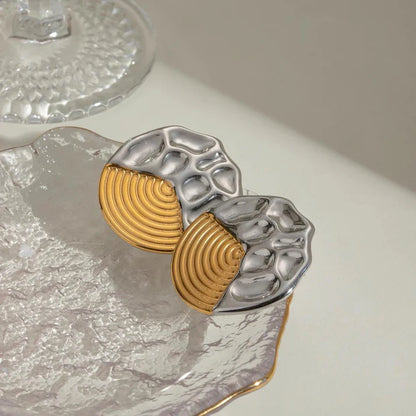 Earrings gold-plated gold steel with silver forged-ea403