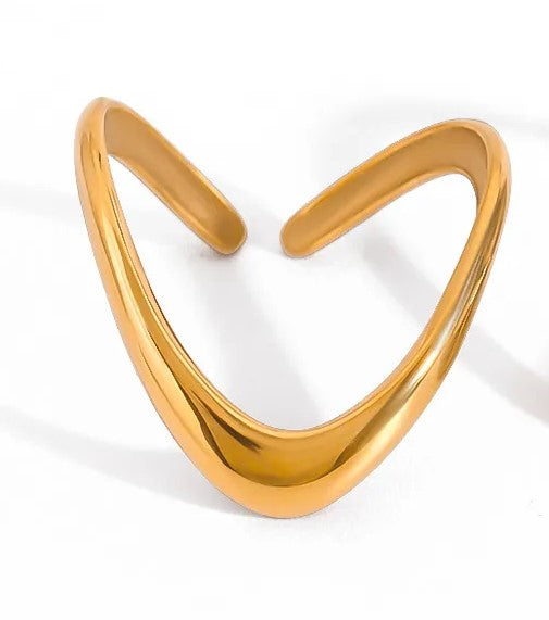 Ring Gold Plated Steel Open in shape V-R032