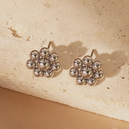 *Σκουλαρίκια ατσάλι λουλούδι από μπαλίτσες-EA382