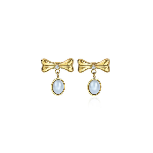 *Σκουλαρίκια ατσάλι φιογκάκια με στρας-EA651