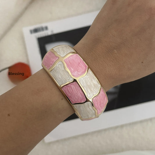 Βραχιόλι ασπρόροζ σμάλτο - BR465