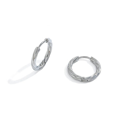 Σκουλαρίκια ατσάλι κρίκος με ραβδώσεις-EA114