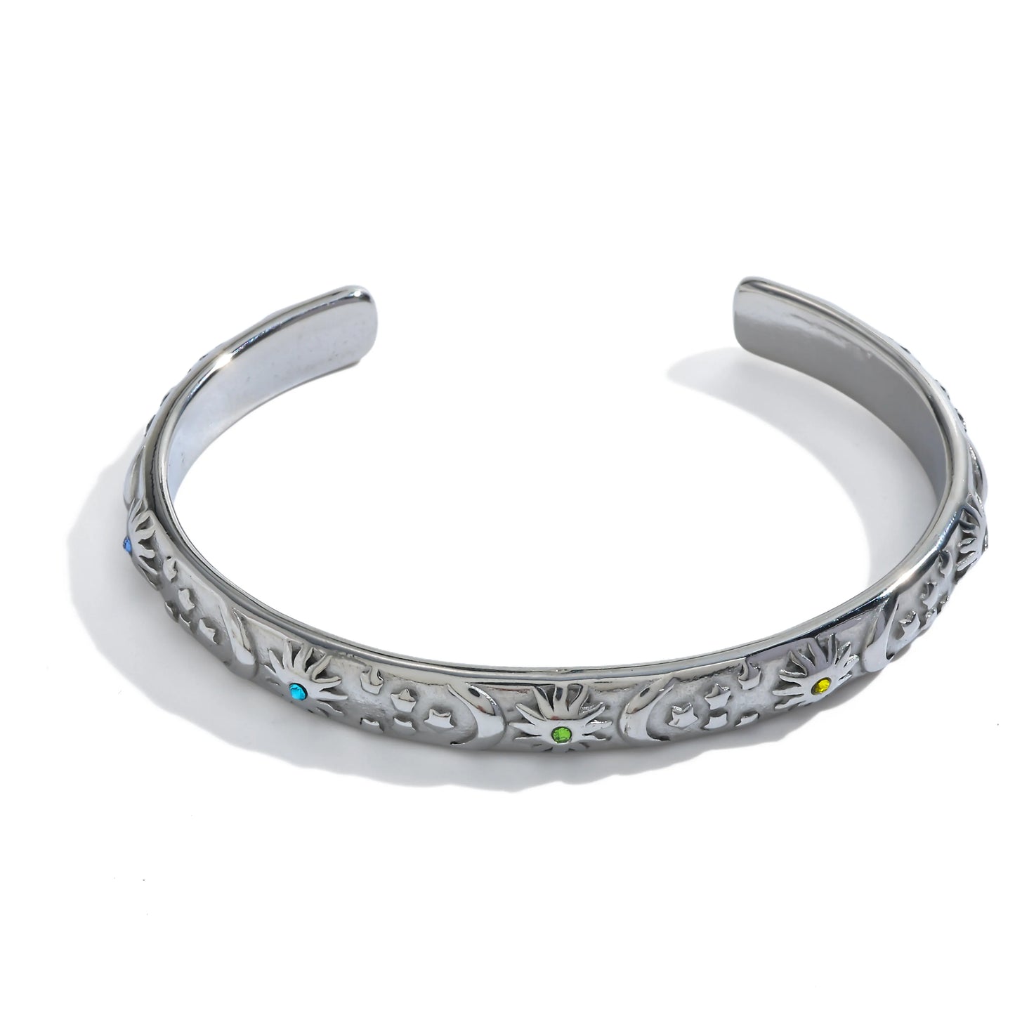 Βραχιόλι ατσάλι με φεγγάρι ήλιο και zircon-BR186