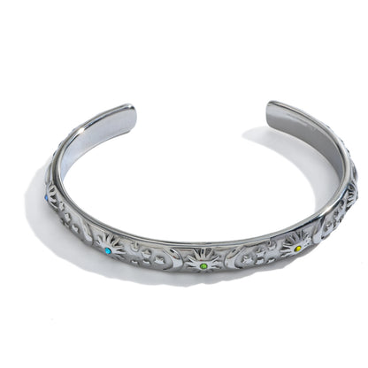 Βραχιόλι ατσάλι με φεγγάρι ήλιο και zircon-BR186