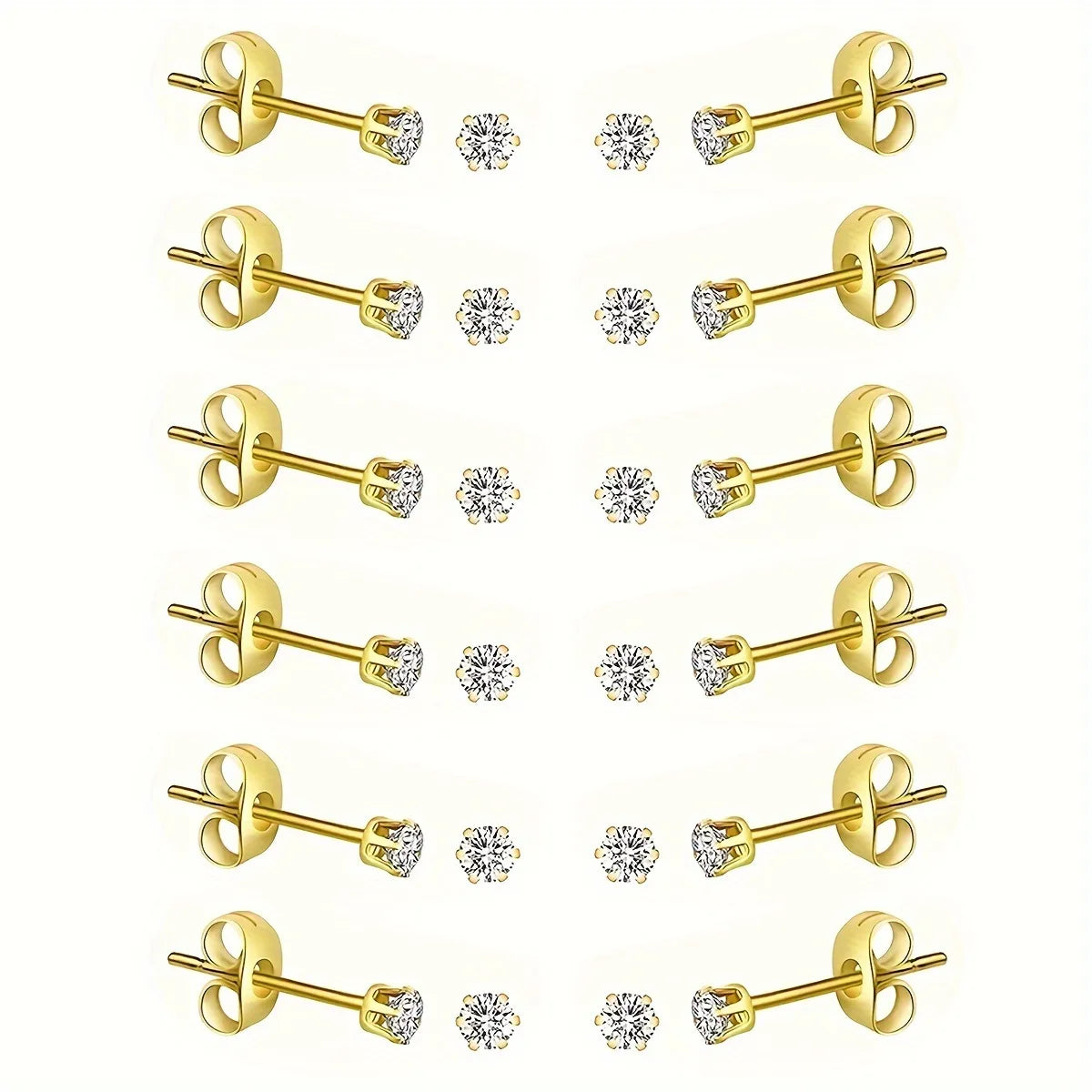 Σκουλαρίκια χρυσό ατσάλι με zircon-SET036