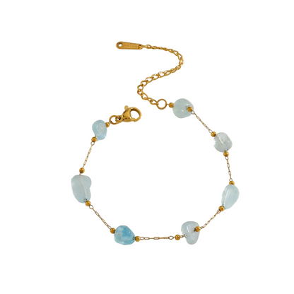 Βραχιόλι επιχρυσωμένο ατσάλι γαλάζιες πέτρες- BR426