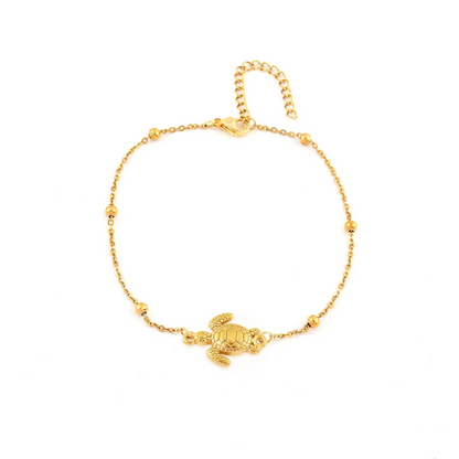 Βραχιόλι ποδιού ατσάλινο με χελώνα - AN085