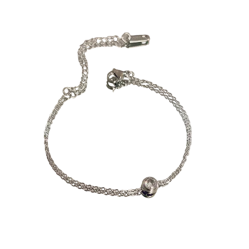 Βραχιόλι ατσάλι με στρόγγυλο στρας- BR324