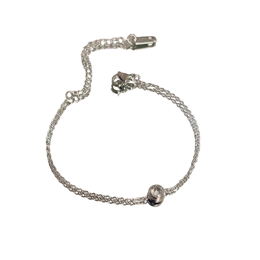 Βραχιόλι ατσάλι με στρόγγυλο στρας- BR324