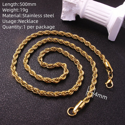 Κολιέ ατσάλι χρυσή χοντρή αλυσίδα-NE513