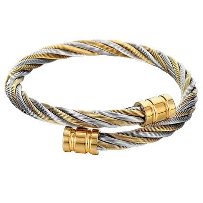 Βραχιόλι ατσάλι χρυσό και ασημί-BR243