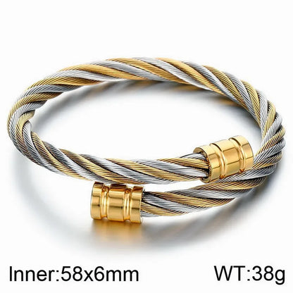 Βραχιόλι ατσάλι χρυσό και ασημί-BR243