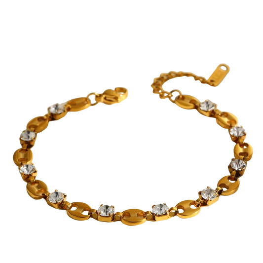 Βραχιόλι επιχρυσωμένο ατσάλι με zircon-BR060