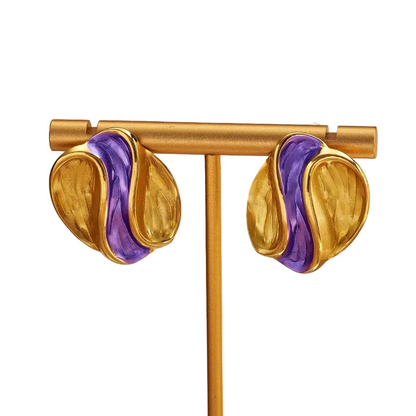 Σκουλαρίκια επιχρυσωμένο ατσάλι τρίχρωμο - EA037