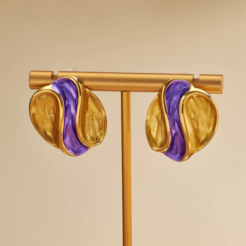 Σκουλαρίκια επιχρυσωμένο ατσάλι τρίχρωμο - EA037