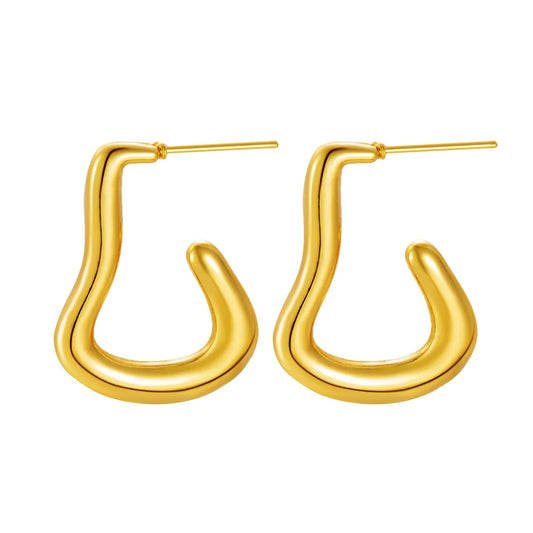 *Cercei din otel auriu curbat-EA066