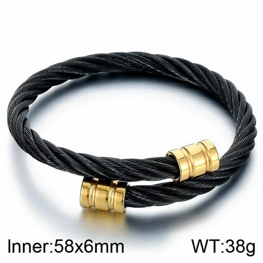 Βραχιόλι ατσάλι χρυσό και μαύρο-BR271