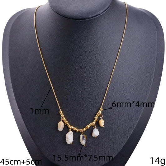 Κολιέ επιχρυσωμένο ατσάλι με πολύχρωμες πέτρες - NE653