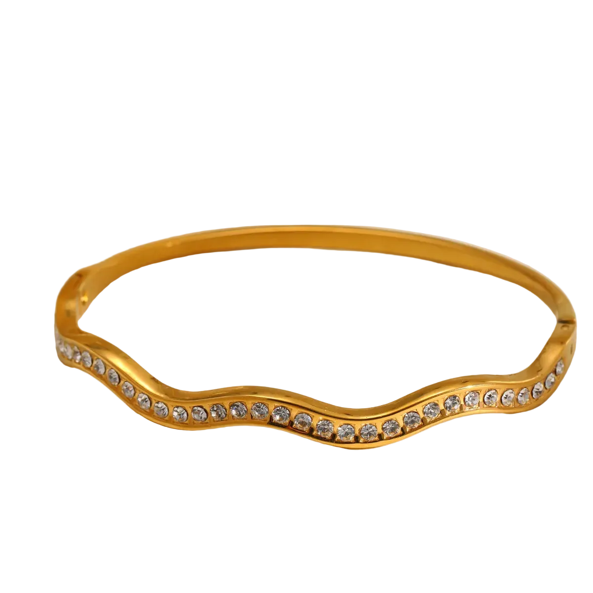 Βραχιόλι επιχρυσωμένο ατσάλι κυματιστό με zircon-BR014