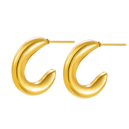 Σκουλαρίκια χρυσό ατσάλι μισός κρίκος-EA074