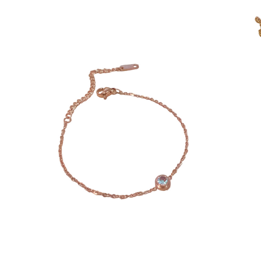 Βραχιόλι ατσάλι ροζ χρυσό με στρας-BR328