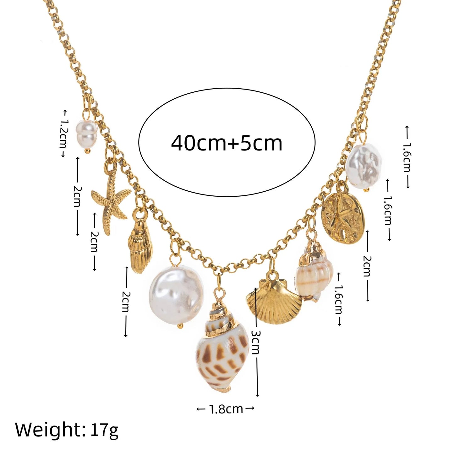 Κολιέ επιχρυσωμένο ατσάλι με κοχύλια - NE684