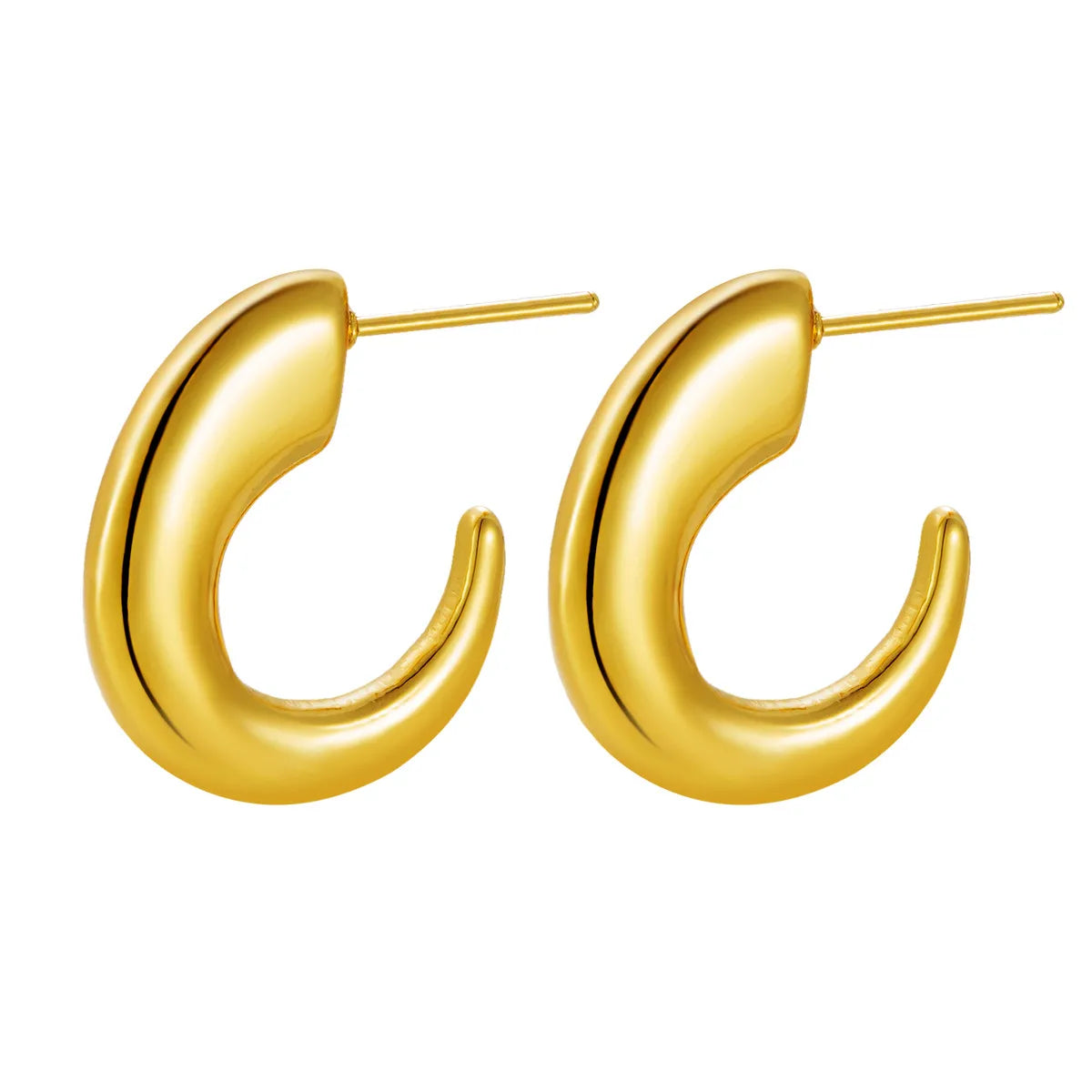 Σκουλαρίκια χρυσό ατσάλι μισός κρίκος-EA084