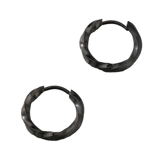 Σκουλαρίκια μαύρο ατσάλι κρικάκι-EA589