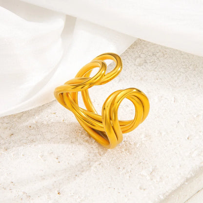 Δαχτυλίδι επιχρυσωμένο ατσάλι με πλέγμα-R270