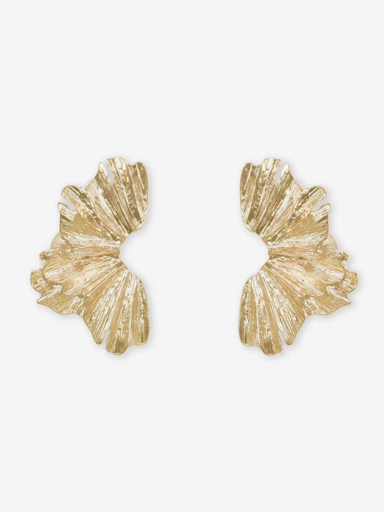 Cercei Crinkle din oțel placat cu aur-EA253