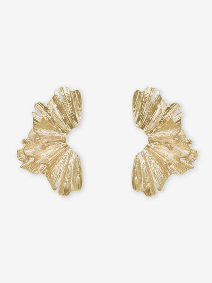 Cercei Crinkle din oțel placat cu aur-EA253