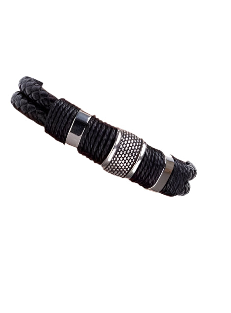 Bracelet bracelet with black synthetic leather-br245