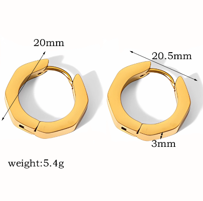 Σκουλαρίκια χρυσό ατσάλι εξαγωνικά-EA628