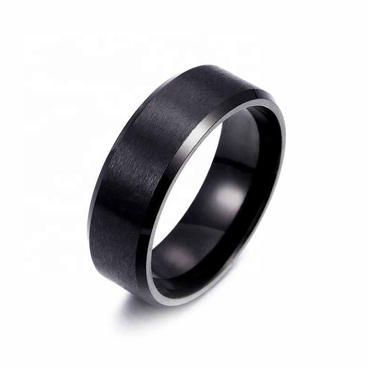 Black steel wedding ring - R058