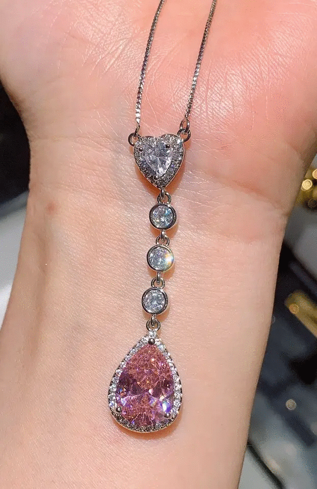 Pendant necklace with pink zircon - ne157