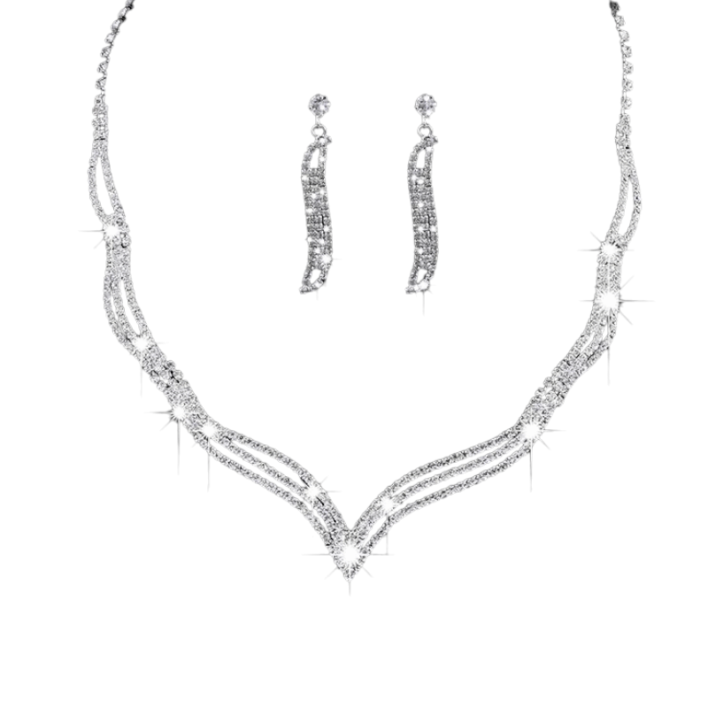 Conjunto collar y pendientes de strass - SET017
