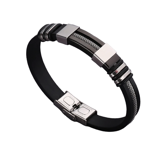 Black and silver steel bracelet - BR140