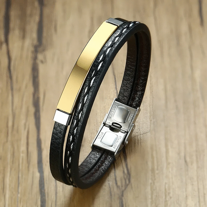 Leather and steel bracelet - BR141