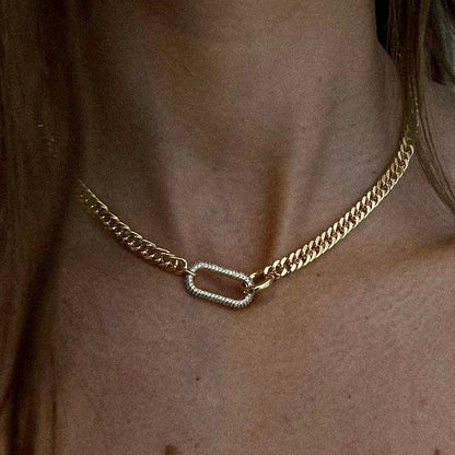 Steel necklace with small zircons - ne075