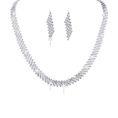 Rhinestone earrings and necklace set - set014