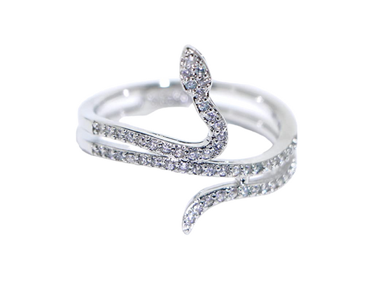 Snake ring with zircon - R044