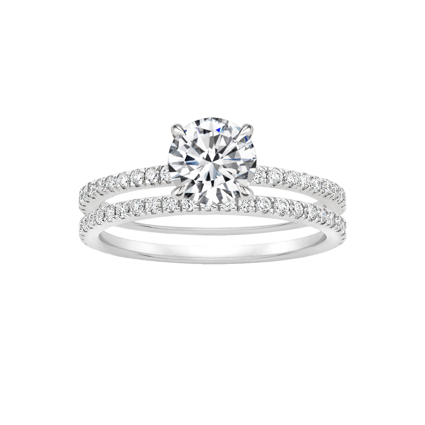 Set with princess single stone ring and wedding ring - R010